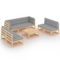 vidaXL Set Divani da Giardino 8 pz con Cuscini Legno Massello di Pino vidaXL Set Divani da Giardino 8 pz con Cuscini Legno Massello di Pino