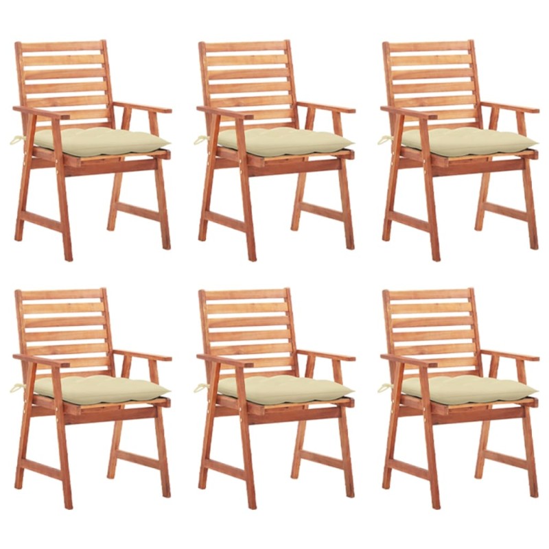 vidaXL Sedie da Pranzo da Esterni con Cuscini 6 pz Massello di Acacia vidaXL Sedie da Pranzo da Esterni con Cuscini 6 pz Massello di Acacia