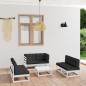 vidaXL Set Divani da Giardino 7 pz con Cuscini Legno Massello di Pino vidaXL Set Divani da Giardino 7 pz con Cuscini Legno Massello di Pino