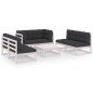 vidaXL Set Divani da Giardino 7 pz con Cuscini Legno Massello di Pino vidaXL Set Divani da Giardino 7 pz con Cuscini Legno Massello di Pino