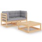 vidaXL Set Divani da Giardino 3 pz con Cuscini Legno Massello di Pino