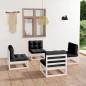 vidaXL Set Divani da Giardino 4 pz con Cuscini Legno Massello Pino vidaXL Set Divani da Giardino 4 pz con Cuscini Legno Massello Pino