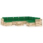 vidaXL Set Salotto da Giardino con Cuscini 11pz Legno Impregnato Verde vidaXL Set Salotto da Giardino con Cuscini 11pz Legno Impregnato Verde