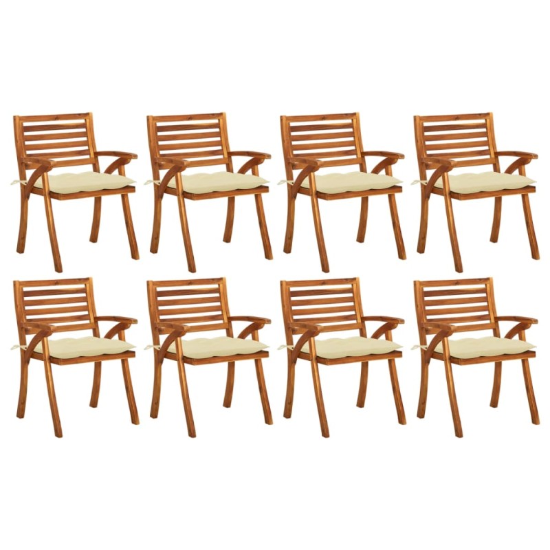vidaXL Sedie da Giardino con Cuscini 8 pz in Legno Massello di Acacia vidaXL Sedie da Giardino con Cuscini 8 pz in Legno Massello di Acacia