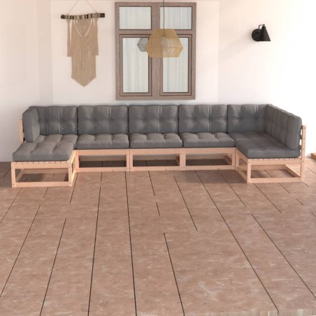 vidaXL Set Divani da Giardino 7 pz con Cuscini Legno Massello di Pino