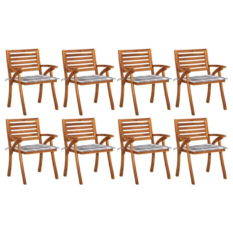 vidaXL Sedie da Giardino con Cuscini 8 pz in Legno Massello di Acacia vidaXL Sedie da Giardino con Cuscini 8 pz in Legno Massello di Acacia