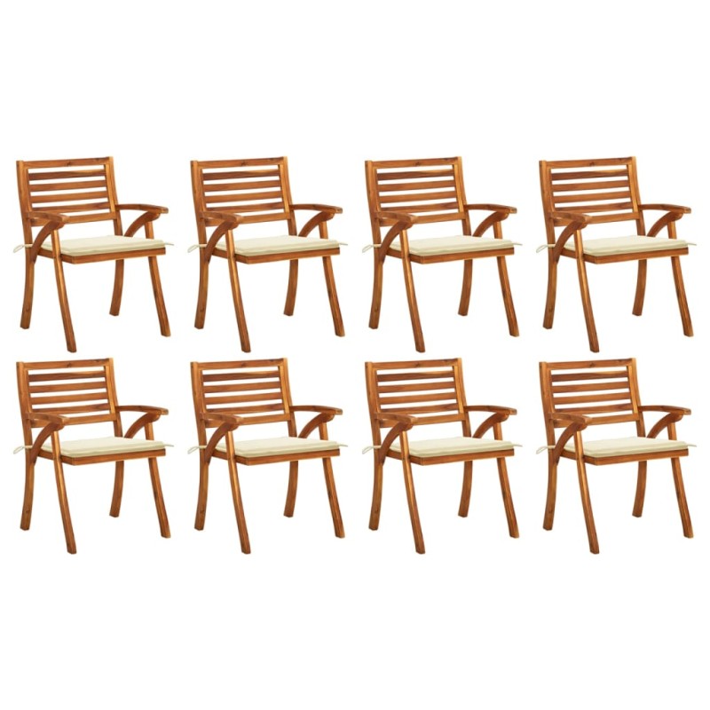 vidaXL Sedie da Giardino con Cuscini 8 pz in Legno Massello di Acacia vidaXL Sedie da Giardino con Cuscini 8 pz in Legno Massello di Acacia