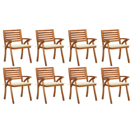 vidaXL Sedie da Giardino con Cuscini 8 pz in Legno Massello di Acacia