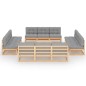 vidaXL Set Divani da Giardino 13 pz con Cuscini Legno Massello di Pino