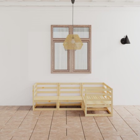 vidaXL Set Divani da Giardino 4 pz in Legno Massello di Pino