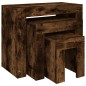 Tavolini Impilabili 3 pz Rovere Fumo in Legno Multistrato Tavolini Impilabili 3 pz Rovere Fumo in Legno Multistrato