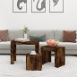 Tavolini Impilabili 3 pz Rovere Fumo in Legno Multistrato Tavolini Impilabili 3 pz Rovere Fumo in Legno Multistrato