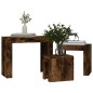 Tavolini Impilabili 3 pz Rovere Fumo in Legno Multistrato Tavolini Impilabili 3 pz Rovere Fumo in Legno Multistrato