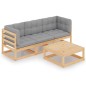 vidaXL Set Divani da Giardino 4 pz con Cuscini Legno Massello Pino vidaXL Set Divani da Giardino 4 pz con Cuscini Legno Massello Pino