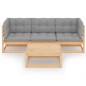vidaXL Set Divani da Giardino 4 pz con Cuscini Legno Massello Pino vidaXL Set Divani da Giardino 4 pz con Cuscini Legno Massello Pino