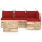 vidaXL Set Salotto da Giardino con Cuscini 5 pz Legno Impregnato Verde