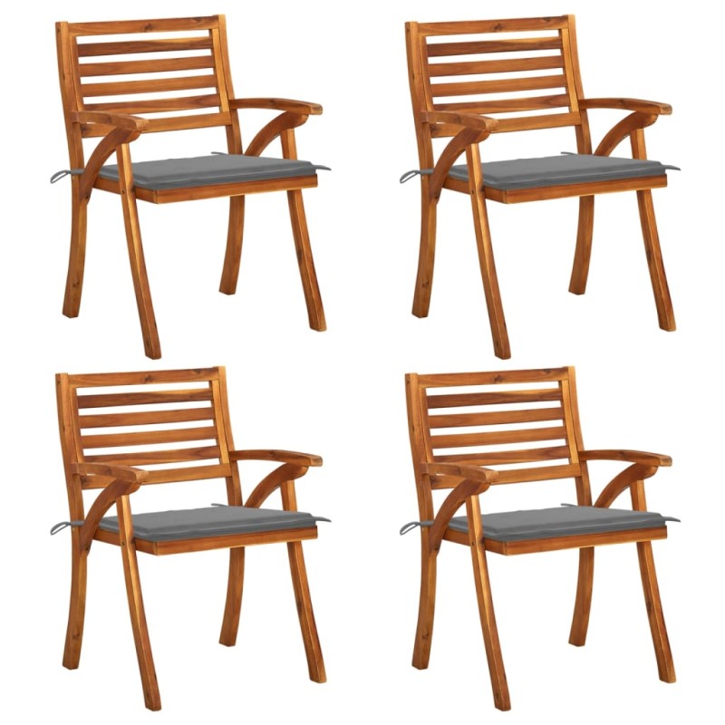 vidaXL Sedie da Giardino con Cuscini 4 pz in Legno Massello di Acacia vidaXL Sedie da Giardino con Cuscini 4 pz in Legno Massello di Acacia