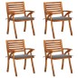 vidaXL Sedie da Giardino con Cuscini 4 pz in Legno Massello di Acacia vidaXL Sedie da Giardino con Cuscini 4 pz in Legno Massello di Acacia