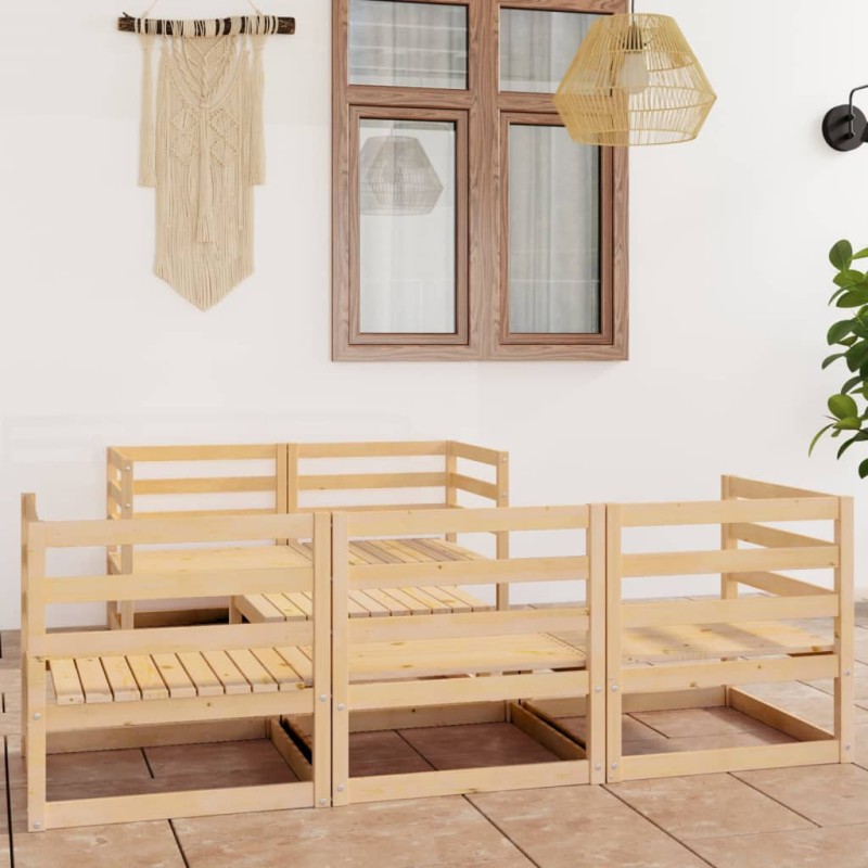 vidaXL Set Divani da Giardino 6 pz in Legno Massello di Pino vidaXL Set Divani da Giardino 6 pz in Legno Massello di Pino
