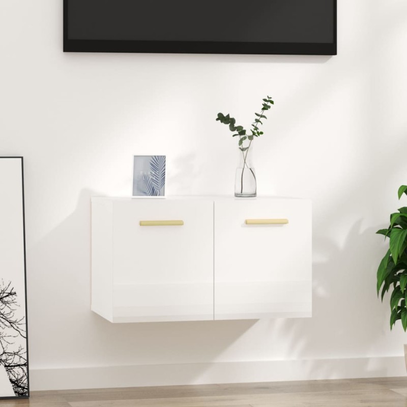 Armadietto a Muro Bianco Lucido 60x36,5x35 cm Legno Multistrato Armadietto a Muro Bianco Lucido 60x36,5x35 cm Legno Multistrato