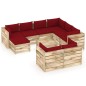 vidaXL Set Salotto da Giardino con Cuscini 10pz Legno Impregnato Verde vidaXL Set Salotto da Giardino con Cuscini 10pz Legno Impregnato Verde
