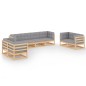 vidaXL Set Divani da Giardino 8 pz con Cuscini Legno Massello di Pino vidaXL Set Divani da Giardino 8 pz con Cuscini Legno Massello di Pino