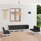 vidaXL Set Divani da Giardino 8 pz con Cuscini Legno Massello Pino vidaXL Set Divani da Giardino 8 pz con Cuscini Legno Massello Pino