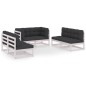vidaXL Set Divani da Giardino 6 pz con Cuscini Legno Massello Pino vidaXL Set Divani da Giardino 6 pz con Cuscini Legno Massello Pino