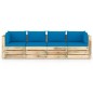 vidaXL Divano da Giardino 4 Posti con Cuscini Legno Impregnato Verde vidaXL Divano da Giardino 4 Posti con Cuscini Legno Impregnato Verde