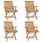 vidaXL Sedie da Giardino Pieghevoli con Cuscini 4 pz Massello di Teak vidaXL Sedie da Giardino Pieghevoli con Cuscini 4 pz Massello di Teak