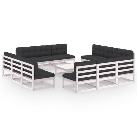 vidaXL Set Divani da Giardino 13 pz con Cuscini Legno Massello di Pino