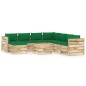 vidaXL Set Divani da Giardino con Cuscini 9 pz Legno Impregnato Verde vidaXL Set Divani da Giardino con Cuscini 9 pz Legno Impregnato Verde