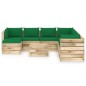 vidaXL Set Divani da Giardino con Cuscini 9 pz Legno Impregnato Verde vidaXL Set Divani da Giardino con Cuscini 9 pz Legno Impregnato Verde