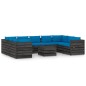 vidaXL Set Salotto Giardino con Cuscini 10 pz Legno Impregnato Grigio vidaXL Set Salotto Giardino con Cuscini 10 pz Legno Impregnato Grigio