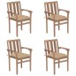 vidaXL Sedie da Giardino Impilabili con Cuscini 4 pz Massello di Teak vidaXL Sedie da Giardino Impilabili con Cuscini 4 pz Massello di Teak