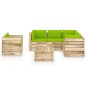 vidaXL Set Salotto da Giardino con Cuscini 8 pz Legno Impregnato Verde