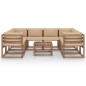 vidaXL Set Salotto da Giardino 9 pz con Cuscini Beige