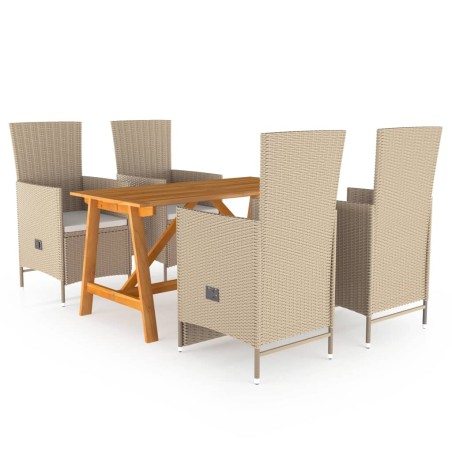 vidaXL Set Mobili da Pranzo per Giardino 5 pz Beige 