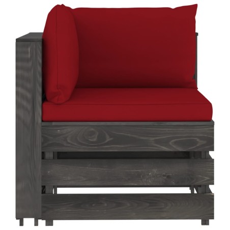 vidaXL Divano Angolare Modulare con Cuscini in Legno Impregnato Grigio
