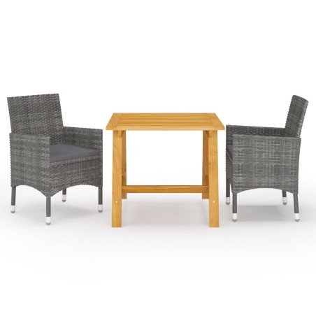 vidaXL Set Mobili da Pranzo per Giardino 3 pz Grigio