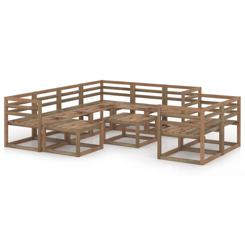 vidaXL Set Salotto da Giardino 10 pz Legno di Pino Impregnato Marrone vidaXL Set Salotto da Giardino 10 pz Legno di Pino Impregnato Marrone
