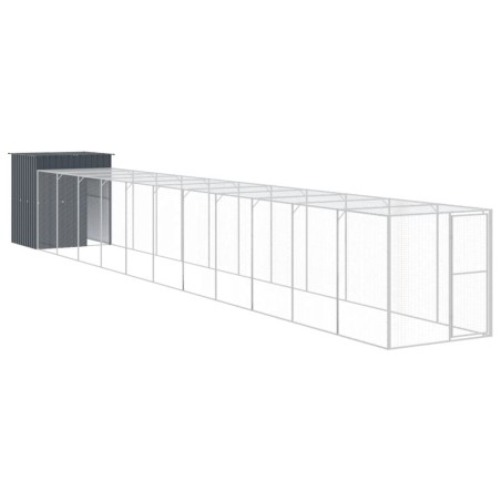 vidaXL Pollaio con Area Corsa Antracite 165x1271x181cm Acciaio Zincato