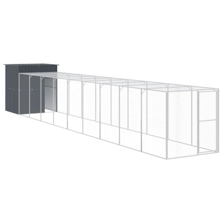 vidaXL Pollaio con Area Corsa Antracite 165x1067x181cm Acciaio Zincato