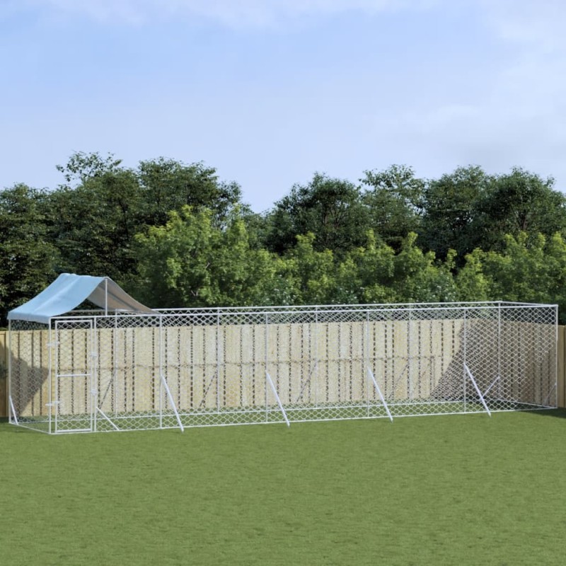 vidaXL Cuccia Cani da Esterno Tetto Argento 10x2x2,5 m Acciaio Zincato vidaXL Cuccia Cani da Esterno Tetto Argento 10x2x2,5 m Acciaio Zincato