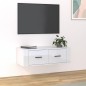 Mobile TV Pensile Bianco Lucido 80x36x25cm in Legno Multistrato Mobile TV Pensile Bianco Lucido 80x36x25cm in Legno Multistrato