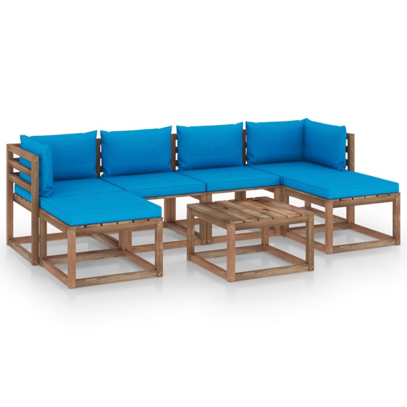 vidaXL Set Salotto Giardino Pallet con Cuscini 7 pz in Pino Impregnato vidaXL Set Salotto Giardino Pallet con Cuscini 7 pz in Pino Impregnato