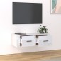 Mobile TV Pensile Bianco Lucido 80x36x25cm in Legno Multistrato Mobile TV Pensile Bianco Lucido 80x36x25cm in Legno Multistrato