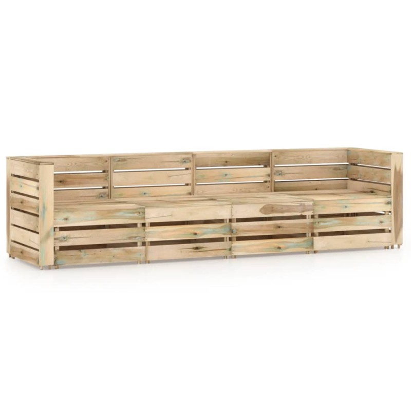 vidaXL Divano da Giardino a 4 Posti in Legno di Pino Impregnato Verde vidaXL Divano da Giardino a 4 Posti in Legno di Pino Impregnato Verde