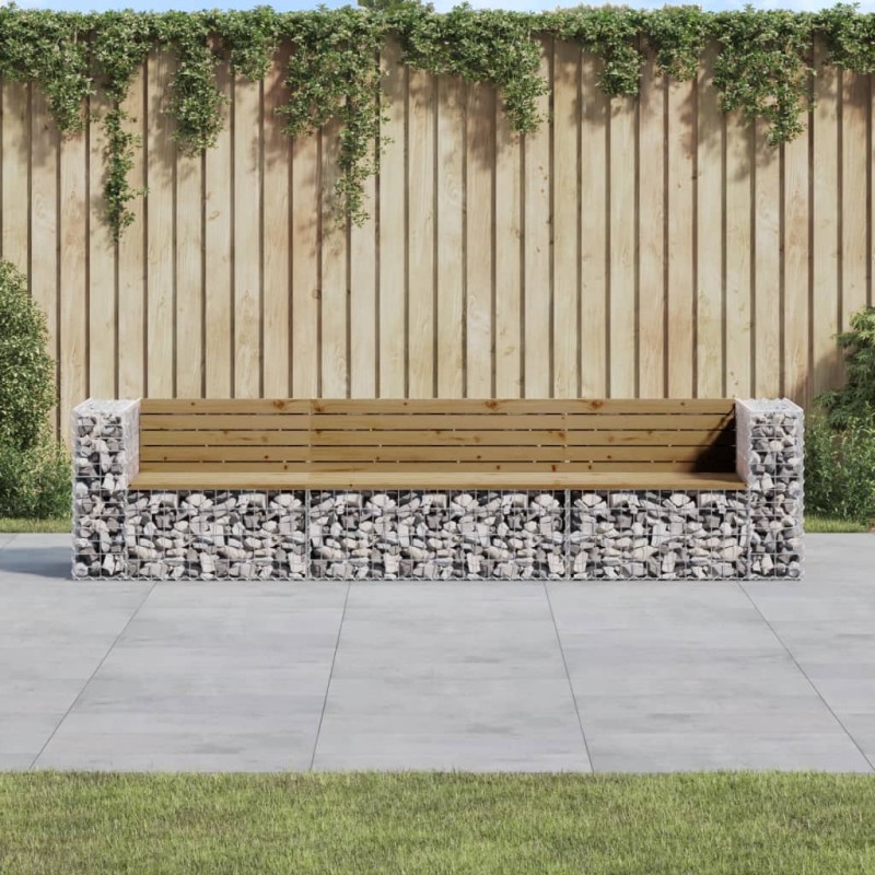 vidaXL Panca da Giardino Design Gabbione 287x71x65,5cm Pino Impregnato vidaXL Panca da Giardino Design Gabbione 287x71x65,5cm Pino Impregnato