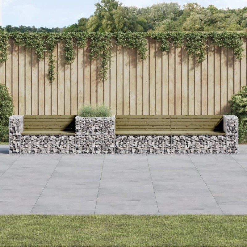vidaXL Panca da Giardino con Cesto Gabbione Legno Impregnato di Pino vidaXL Panca da Giardino con Cesto Gabbione Legno Impregnato di Pino